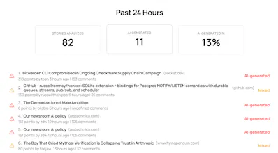 Hacker News AI Detector gallery image