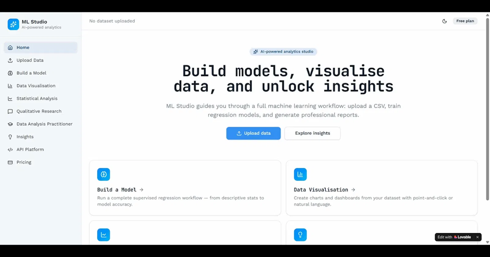 ML Studio screenshot 2