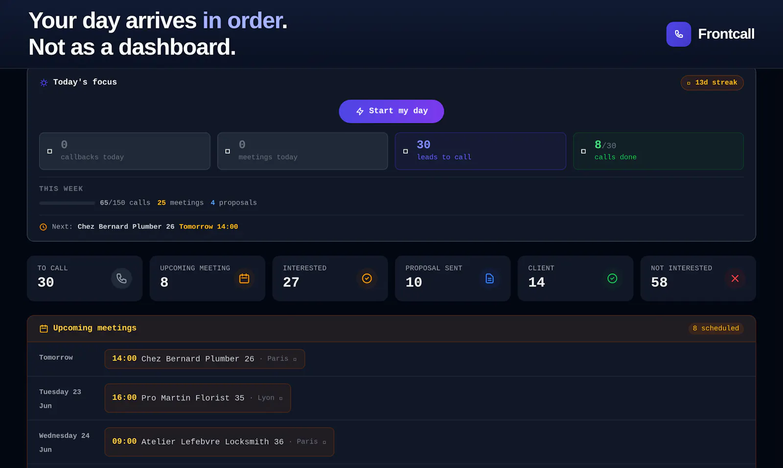 Frontcall screenshot 2