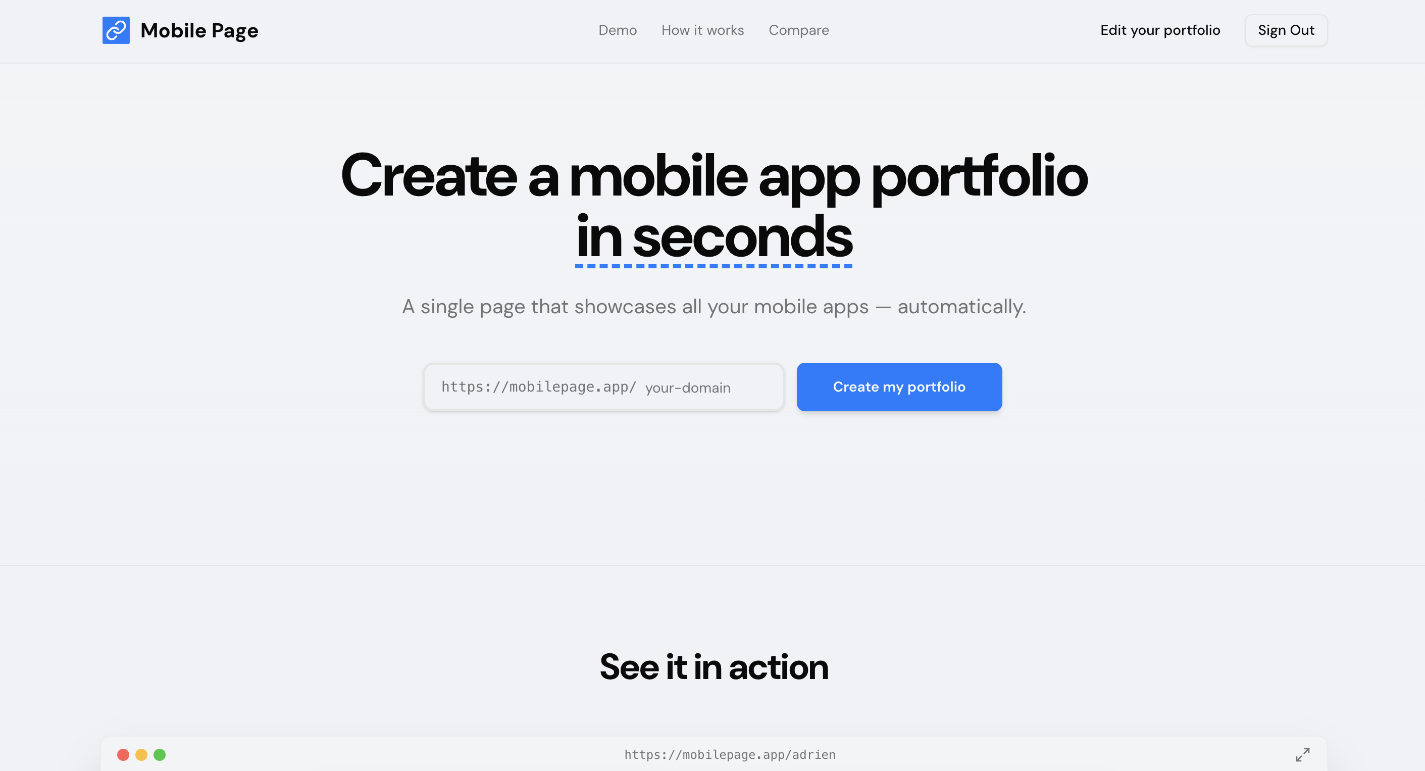 Mobile Page - Main product screenshot demonstrating key features and user interface