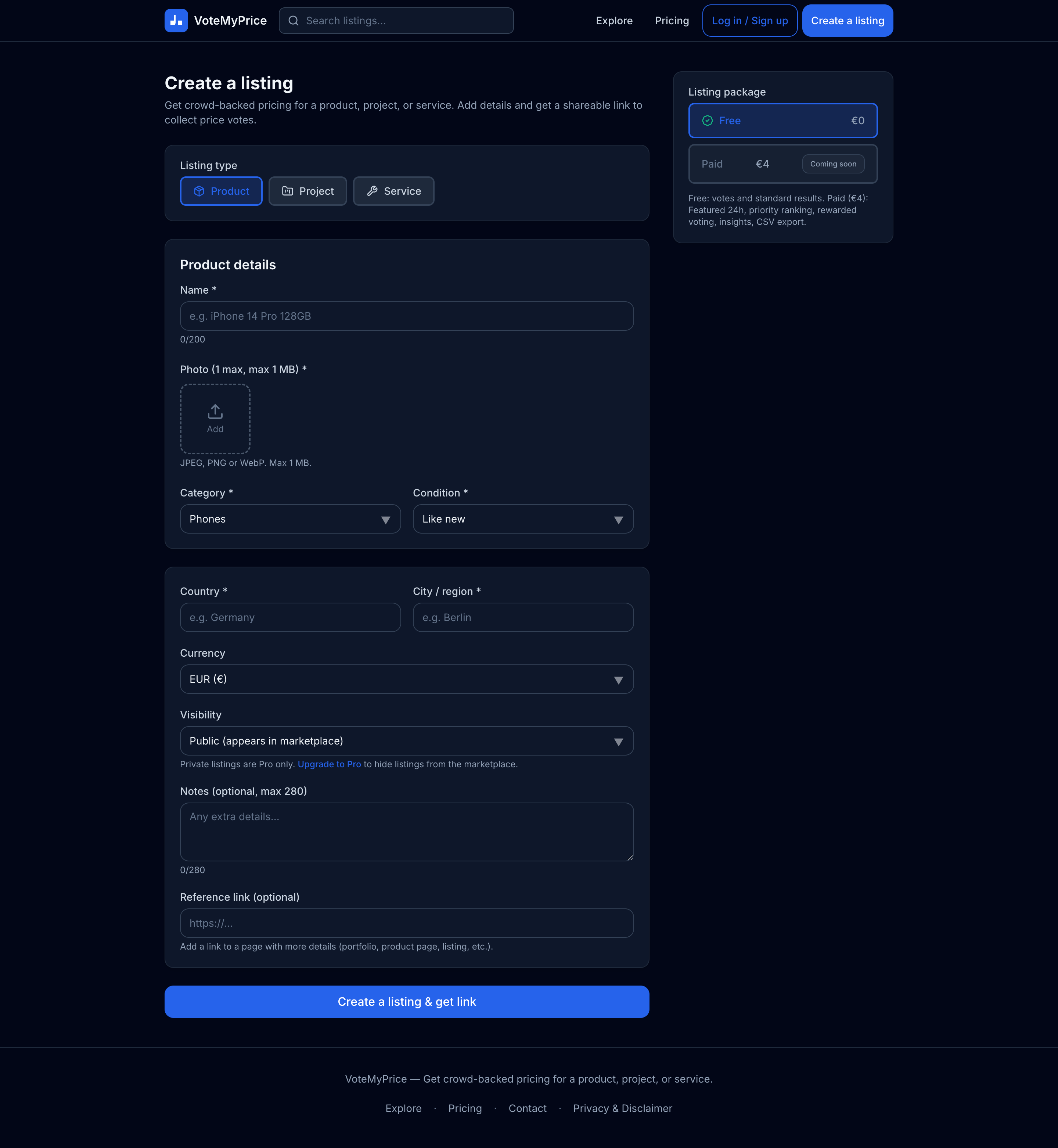 VoteMyPrice - Screenshot 3 showing product features and functionality