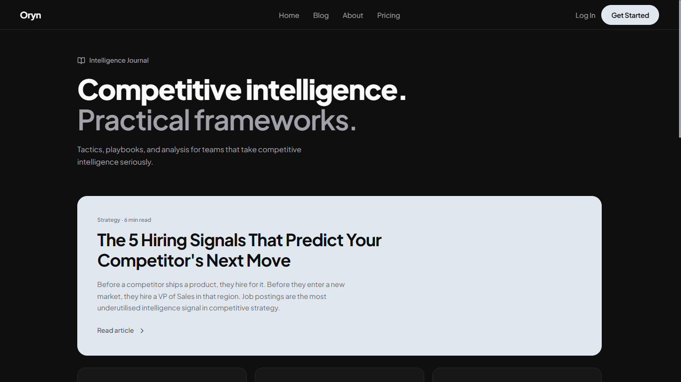 Oryn — Competitive Intelligence gallery image