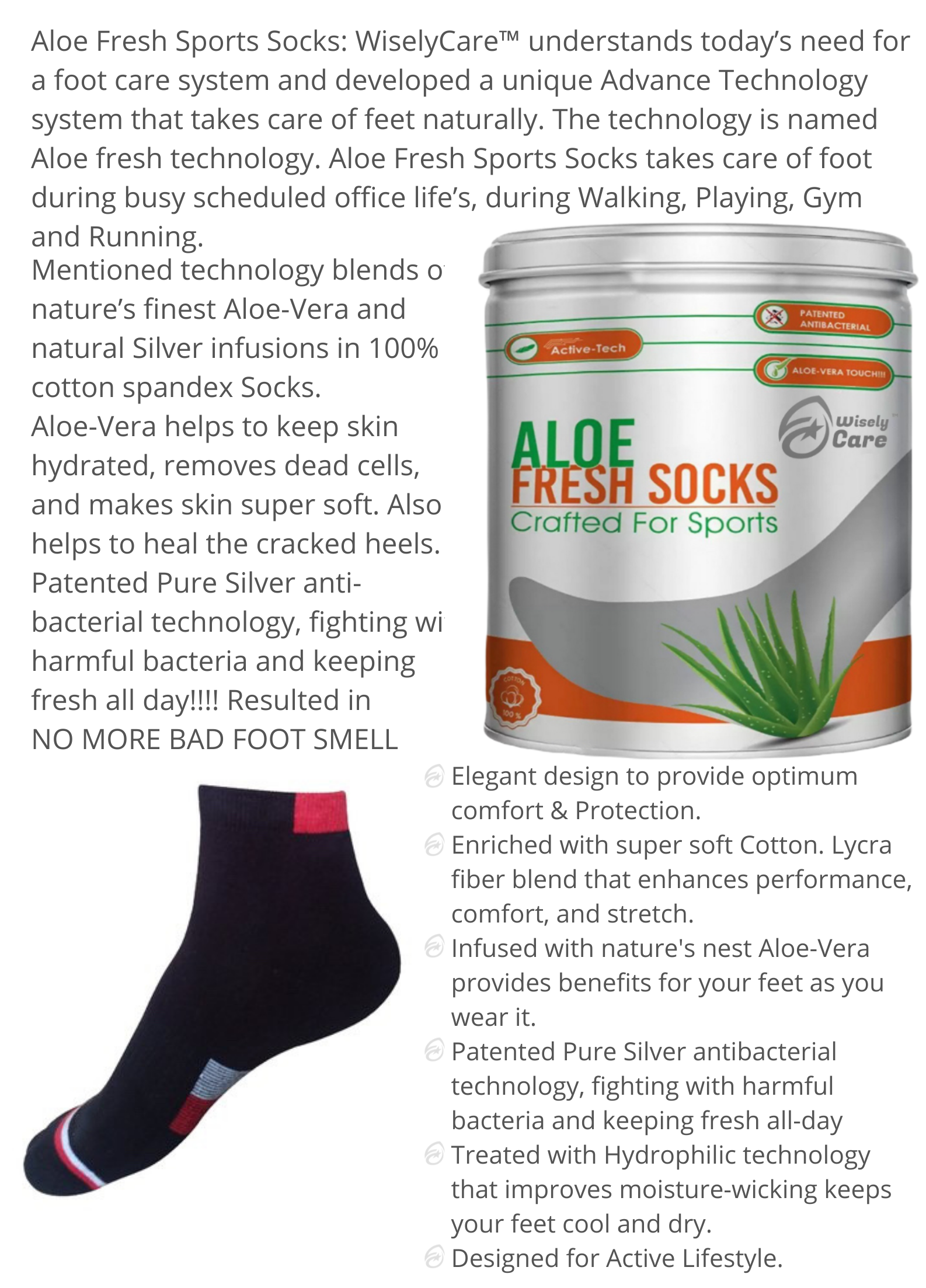 WiselyCare™ Aloe Fresh Socks gallery image