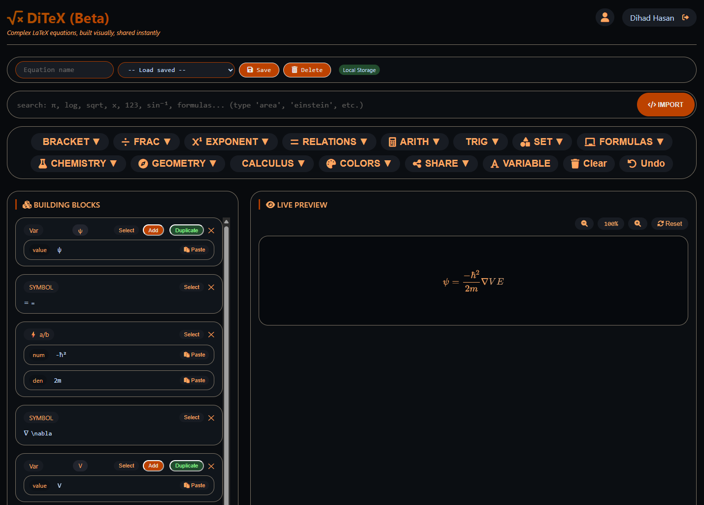 DiTeX · Visual LaTeX Equation Builder gallery image