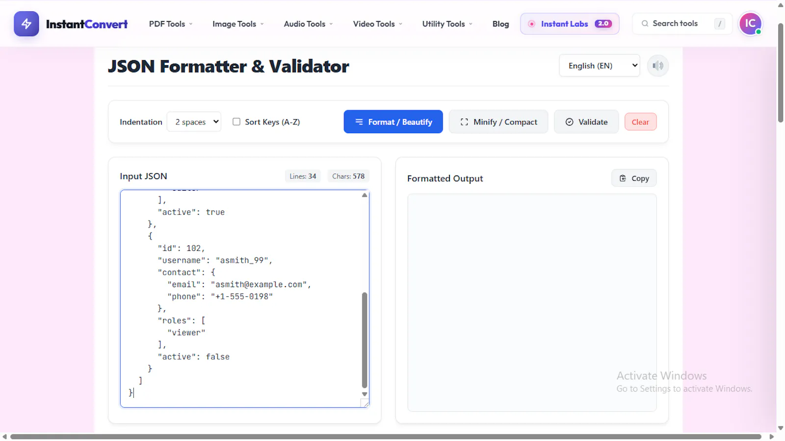 JSON Formatter & Validator screenshot 2