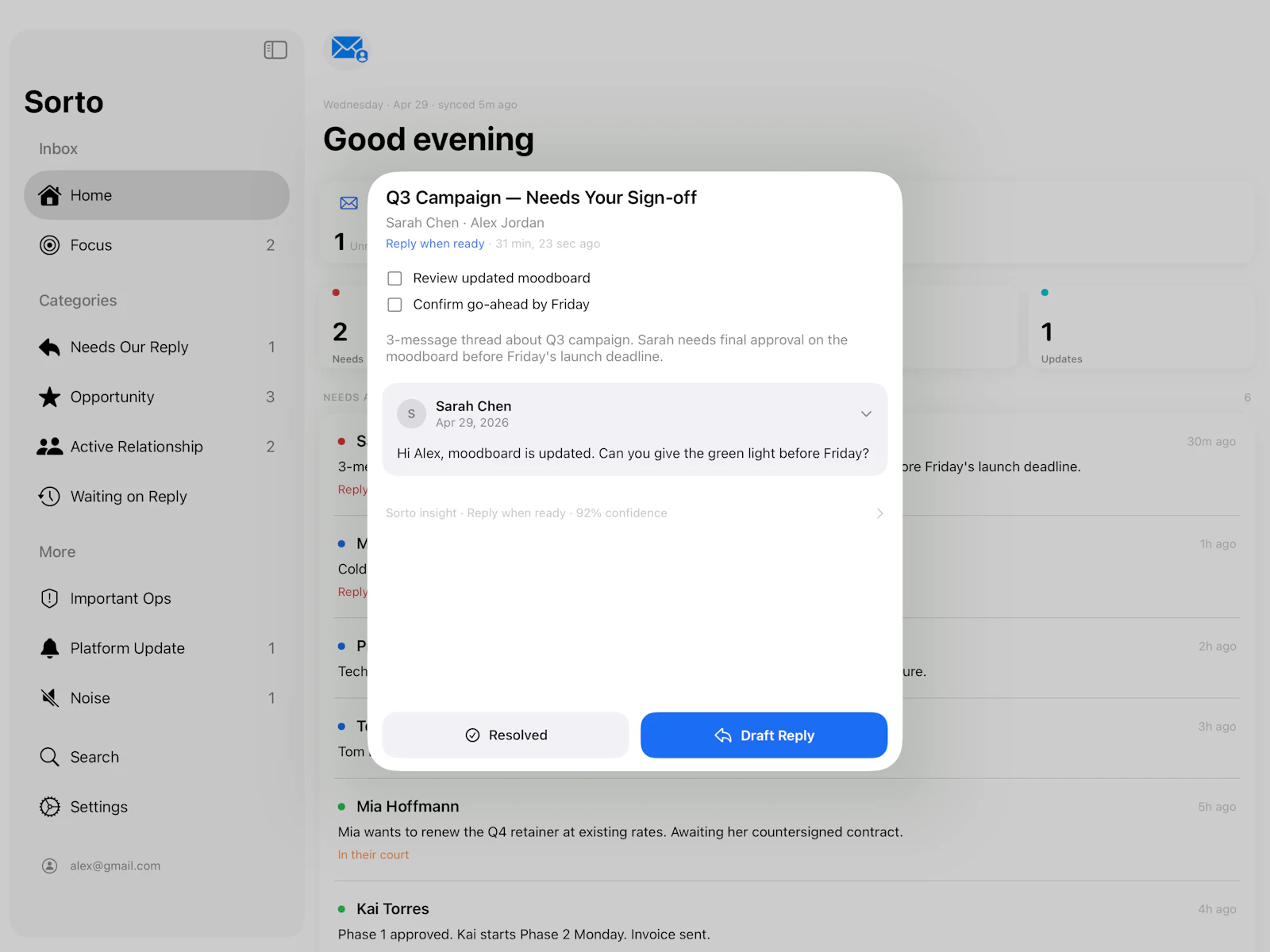 Sorto: AI email client screenshot 4