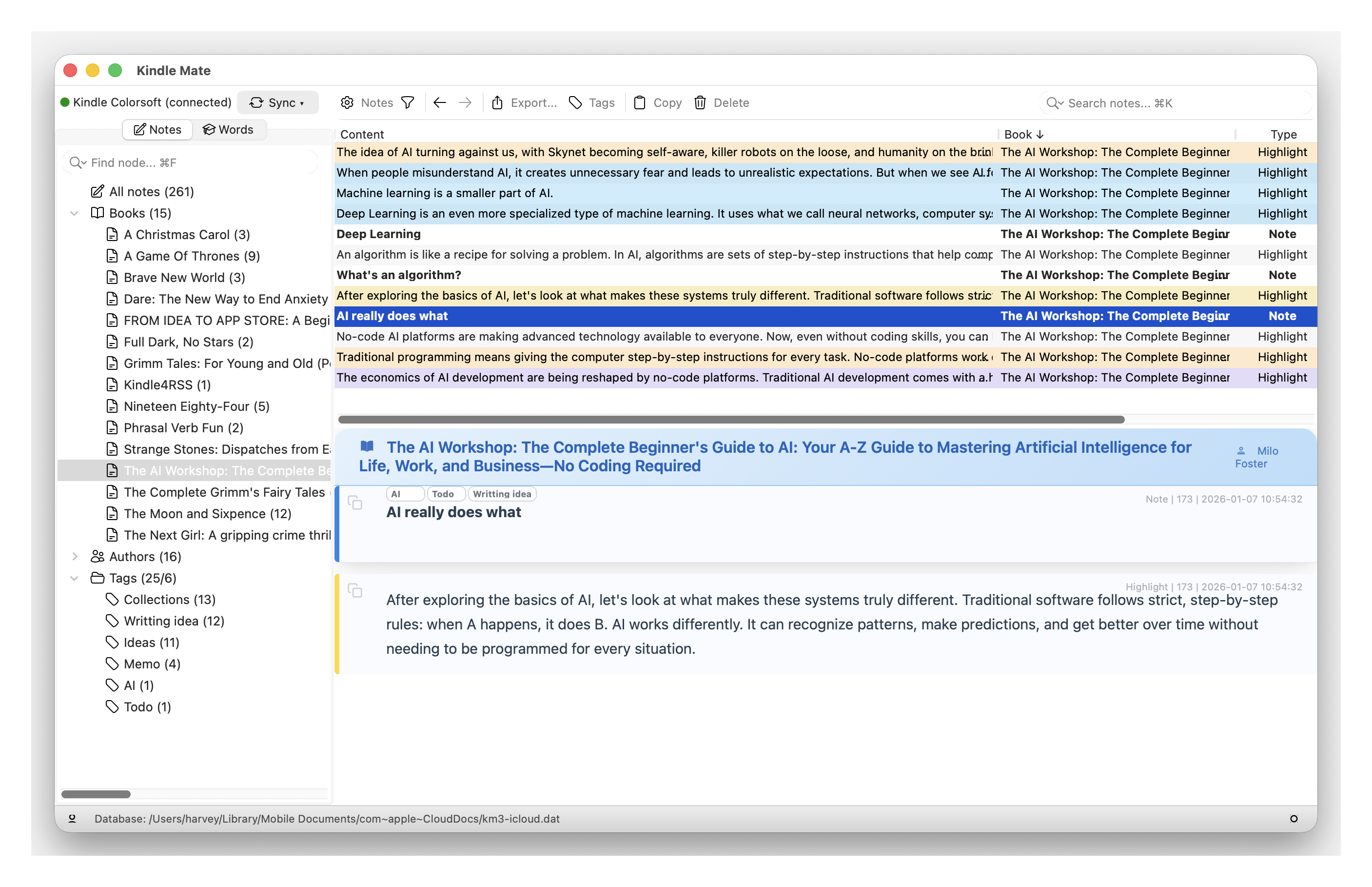 KMate for Kindle clippings and words - Main product screenshot demonstrating key features and user interface