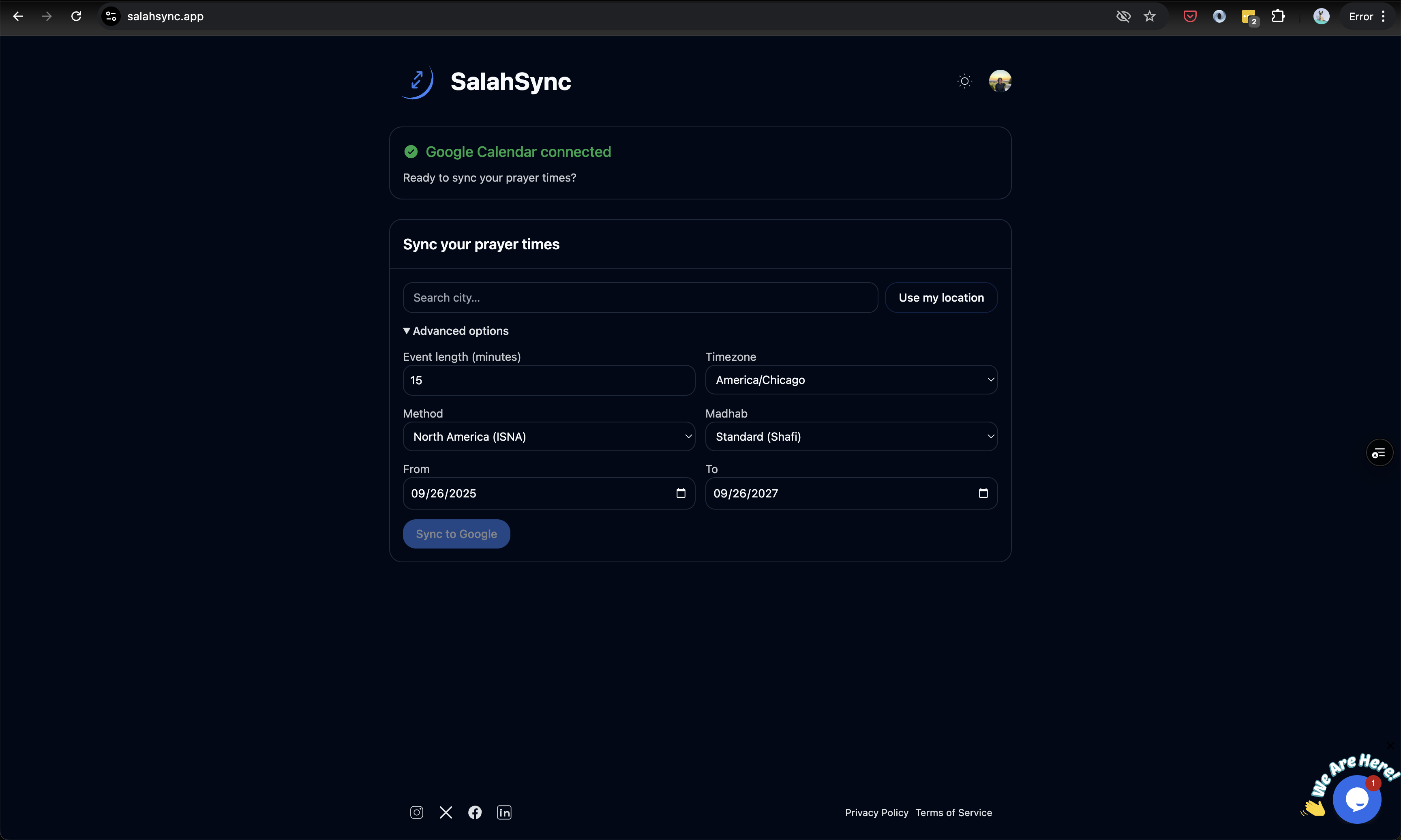 Média Salahsync - Temps de prière islamique sur votre calendrier Google en un seul clic 2