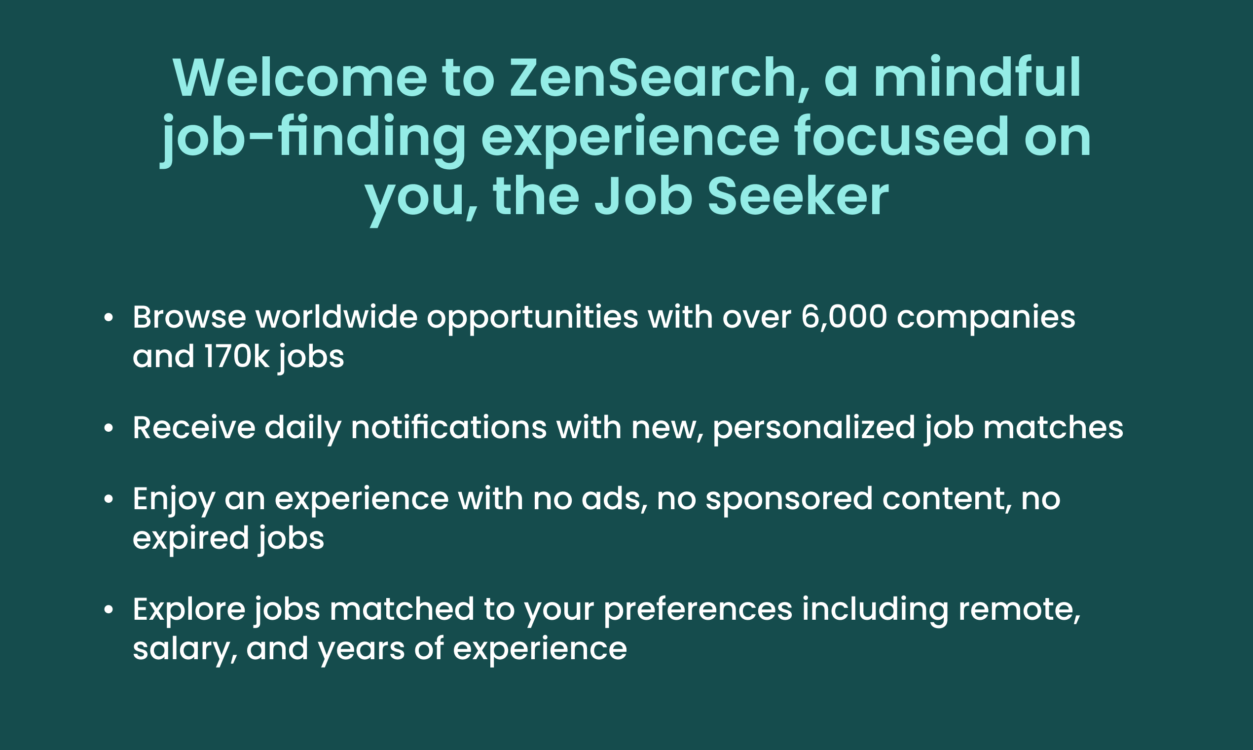 Mídia 1 de Zensearch - Uma experiência consciente para encontrar trabalho focada no candidato a emprego
