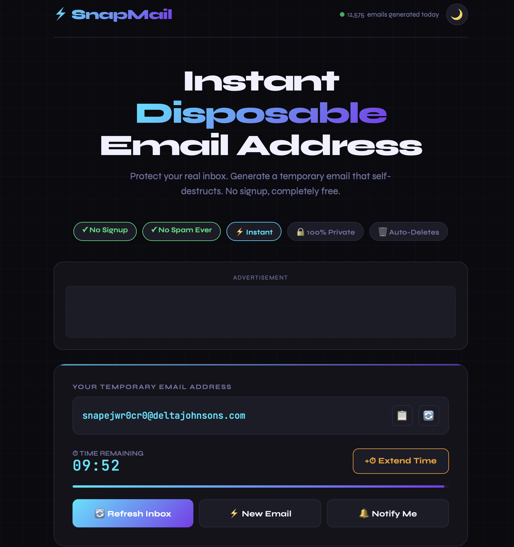 SnapMail-Free Temporary Email in Seconds