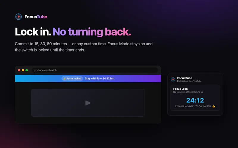 FoucsTube - Distraction Free Youtube screenshot 1