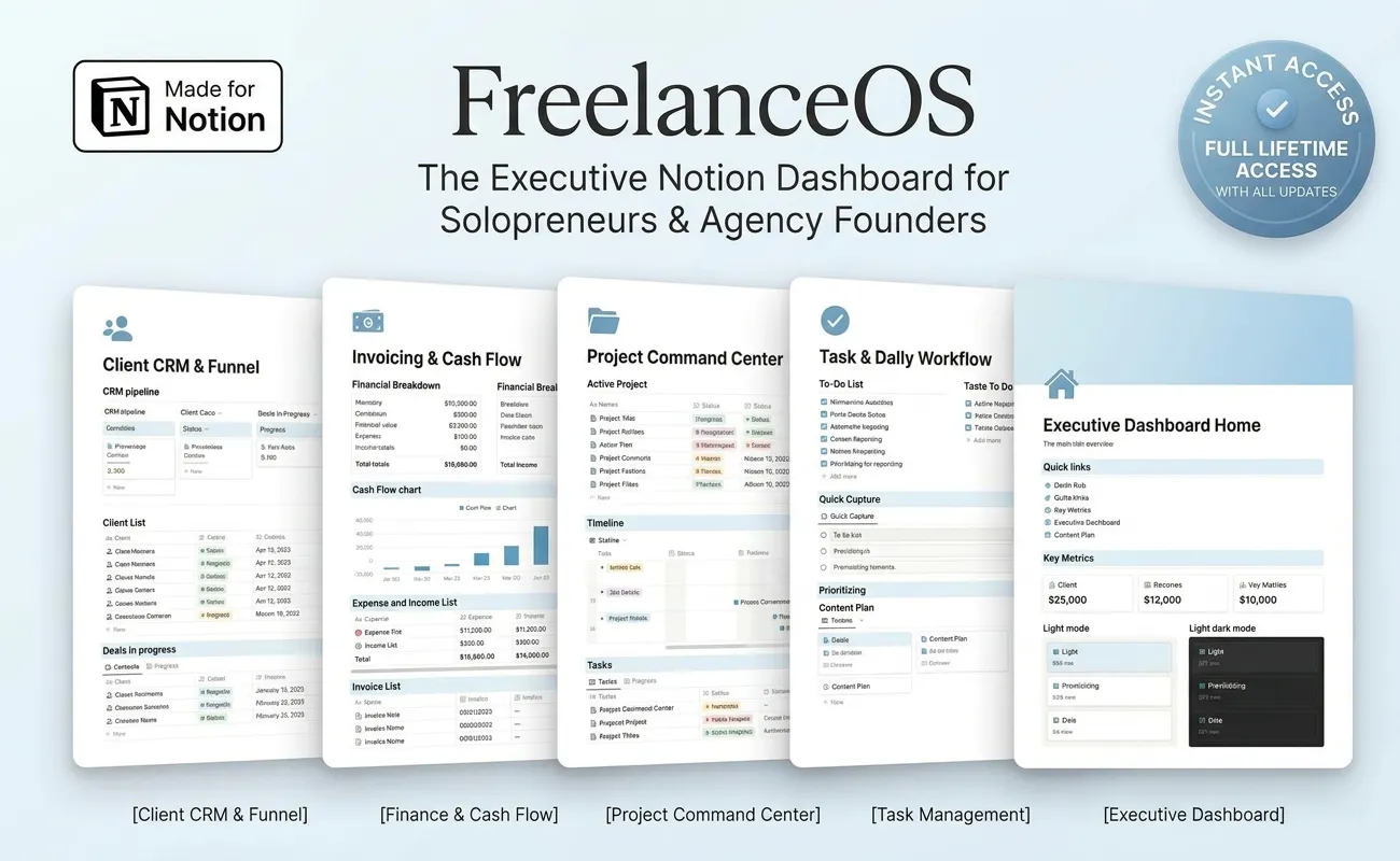 FreelanceOS - Executive Notion Dashboard gallery image
