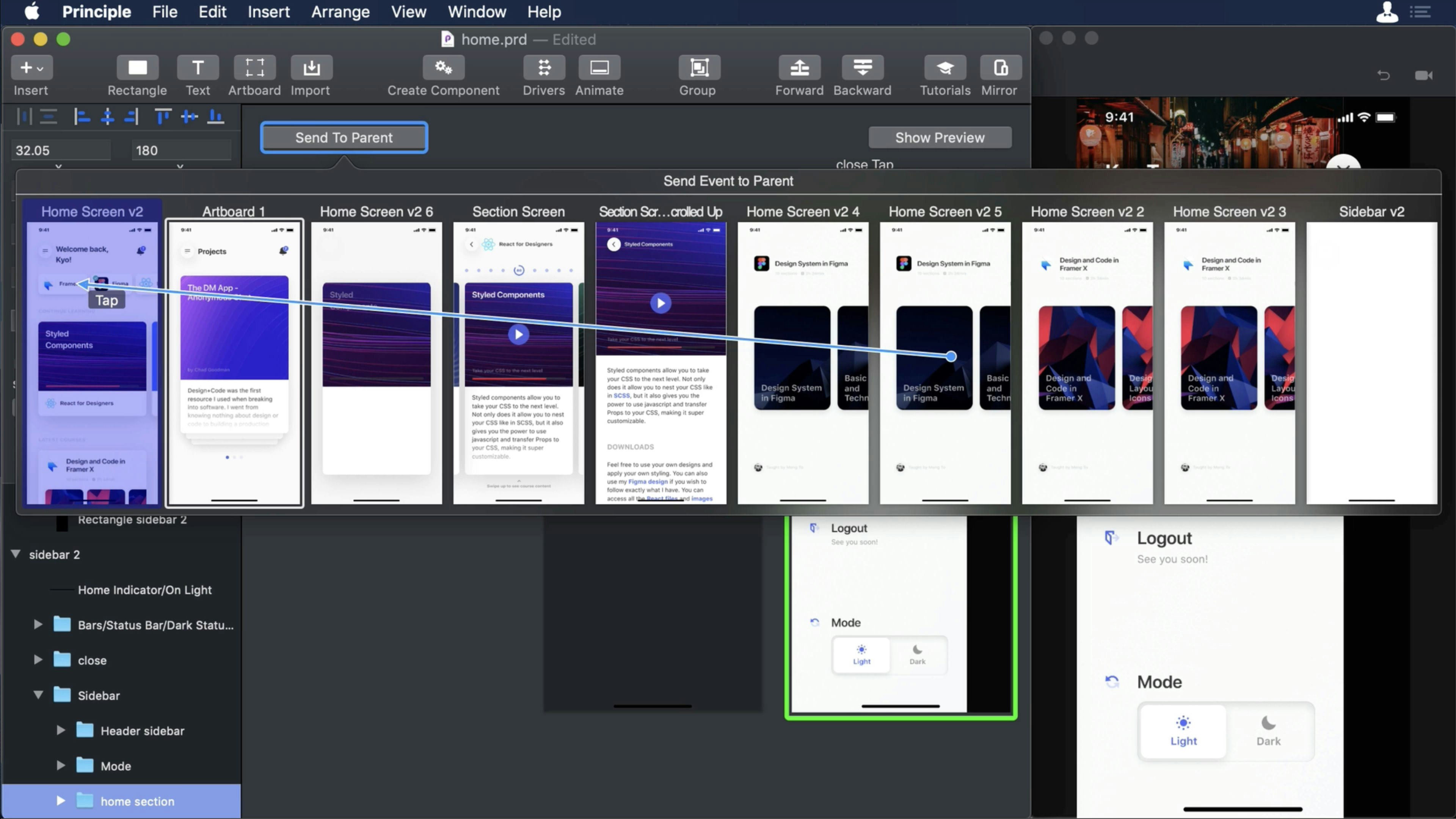 principle app gets stuck on an artboard preview