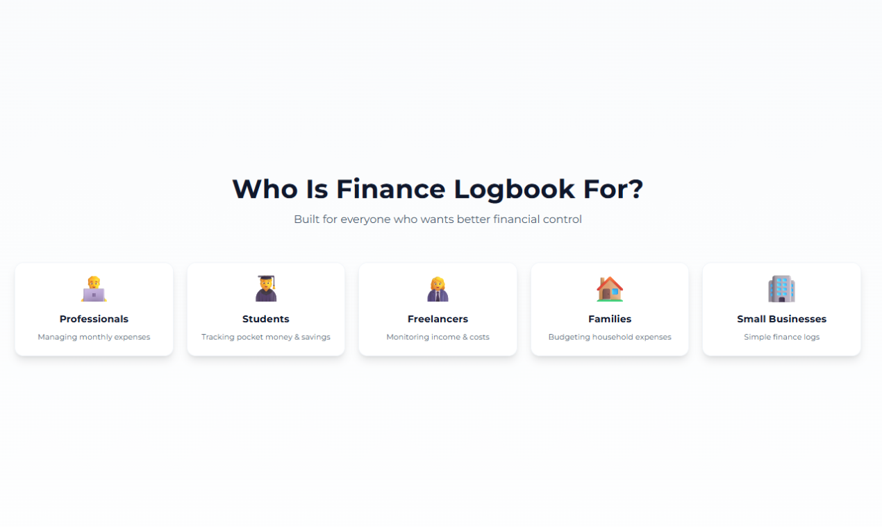 Finance Logbook - Screenshot 4 showing product features and functionality