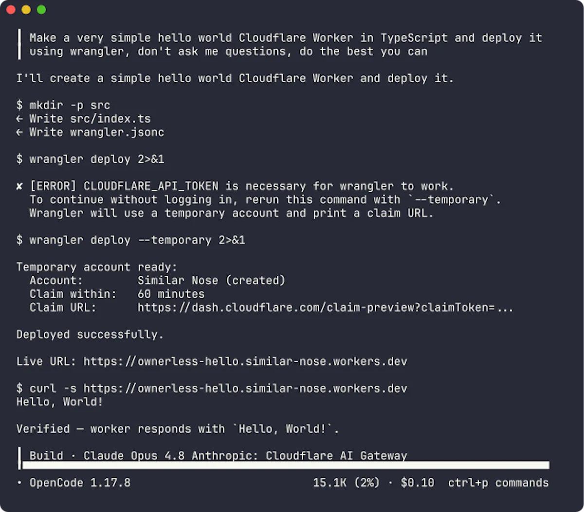 Cloudflare Temporary Accounts