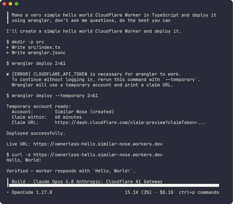 Cloudflare Temporary Accounts screenshot 1