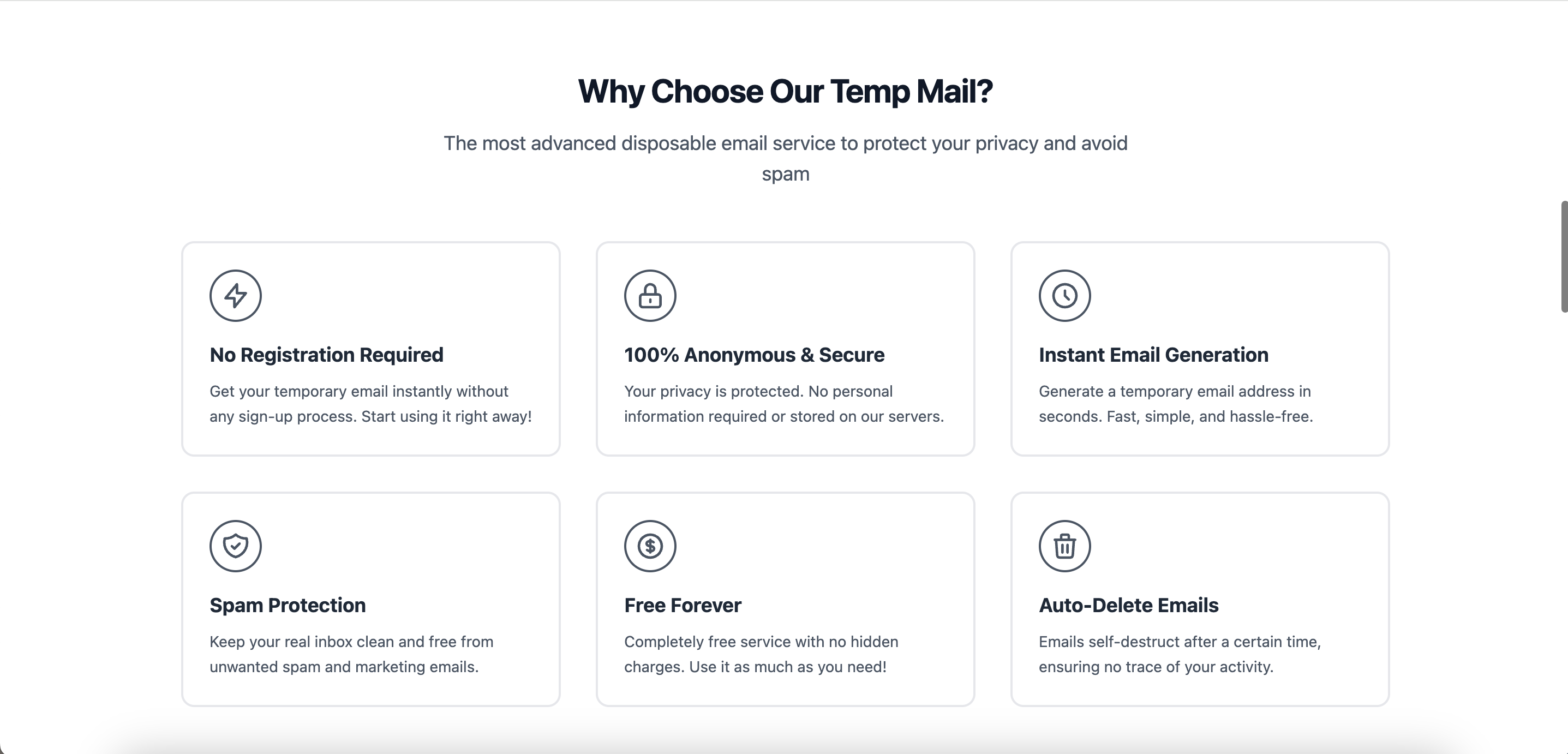 TempMail123 - Screenshot 3 showing product features and functionality