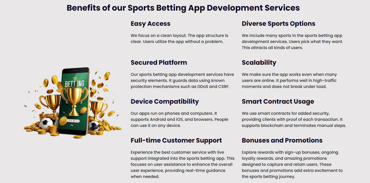Sports Betting App Development Company - Screenshot 3 showing product features and functionality