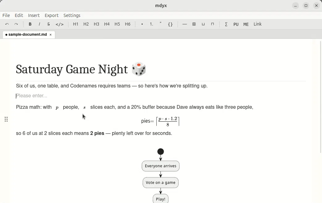 MDyX - WYSIWYM Markdown editor screenshot
