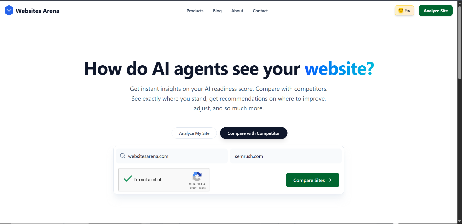Websites Arena - Screenshot 2 showing product features and functionality