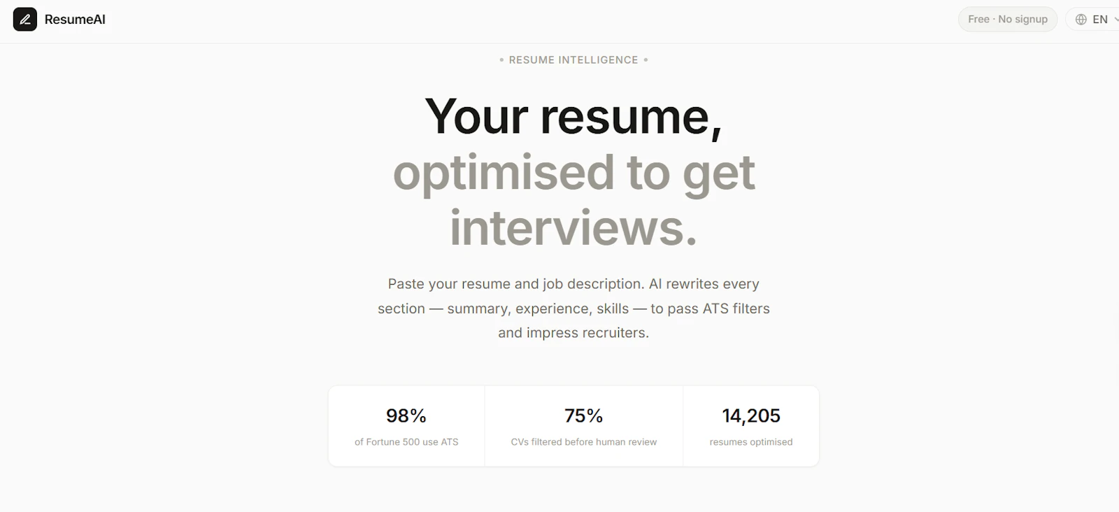 ResumeAI — mycvfix.com screenshot 1