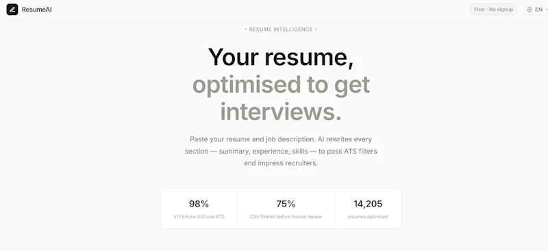ResumeAI — mycvfix.com screenshot 1