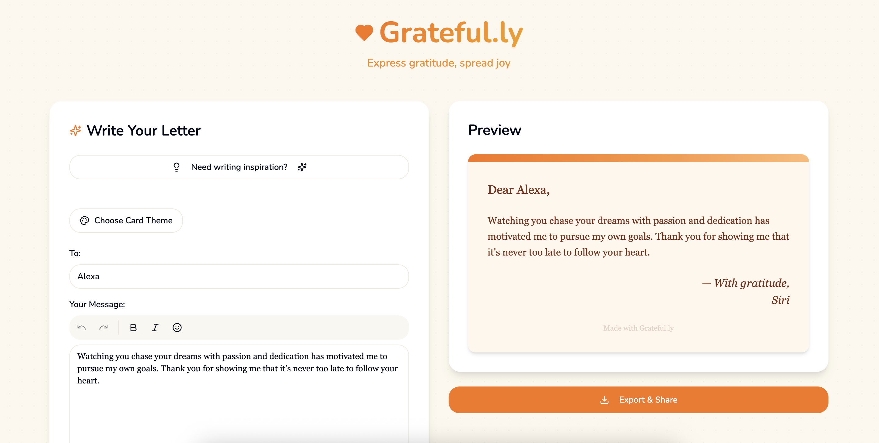 Grateful.ly - Screenshot 2 showing product features and functionality