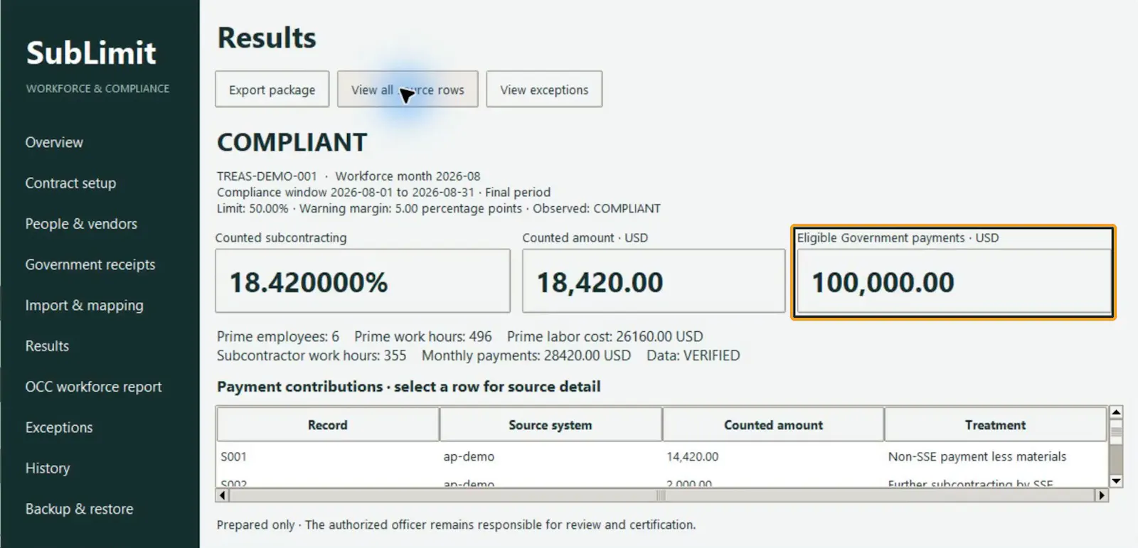 SubLimit screenshot 1