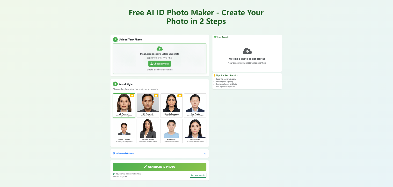 AI ID Photo Maker - Main product screenshot demonstrating key features and user interface