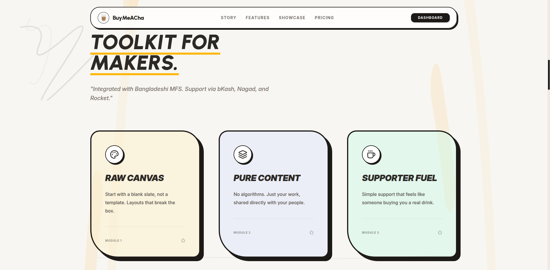 BuyMeACha - Screenshot 2 showing product features and functionality