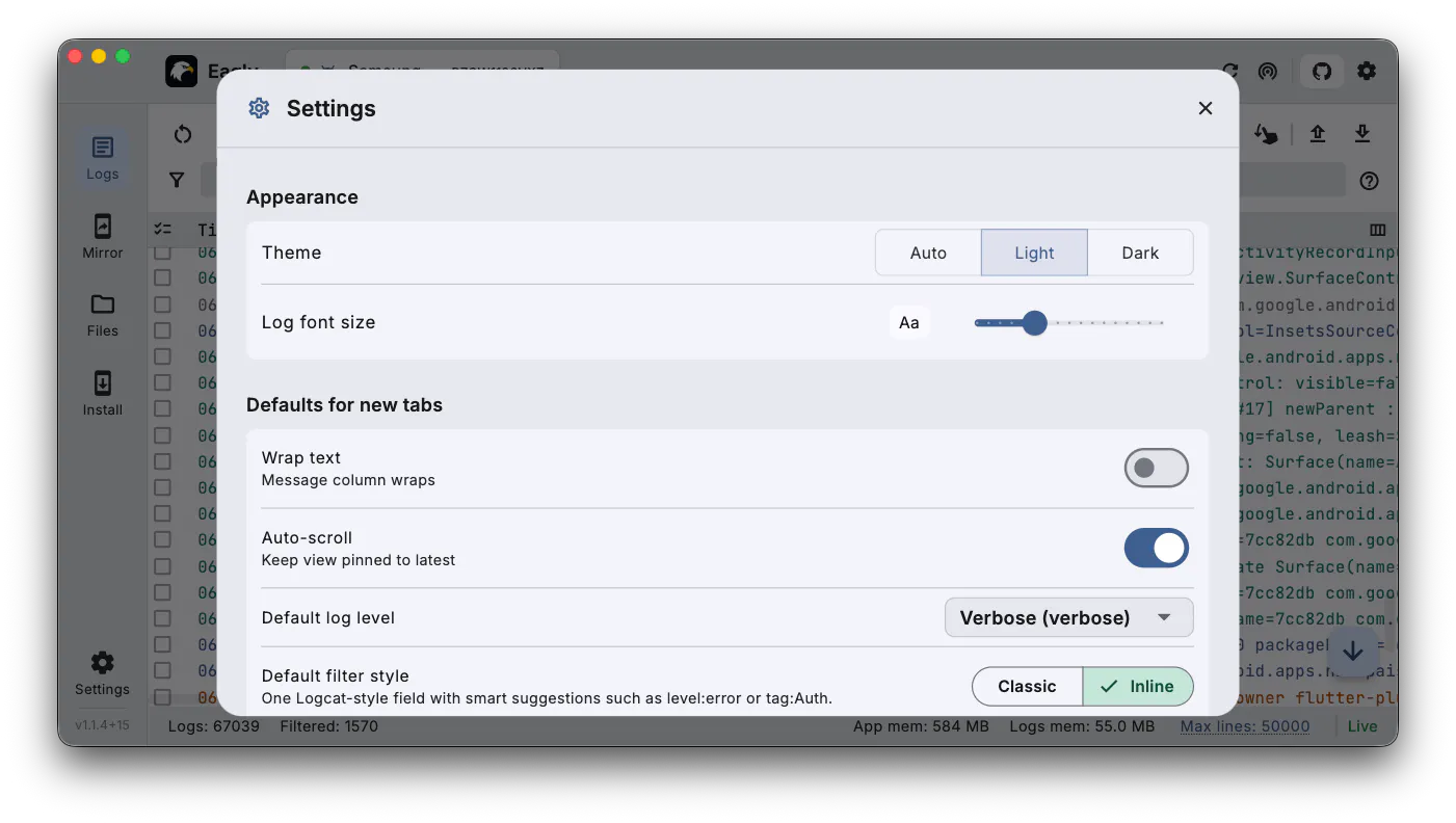 Eagly - Cross Platform Logcat + Console gallery image