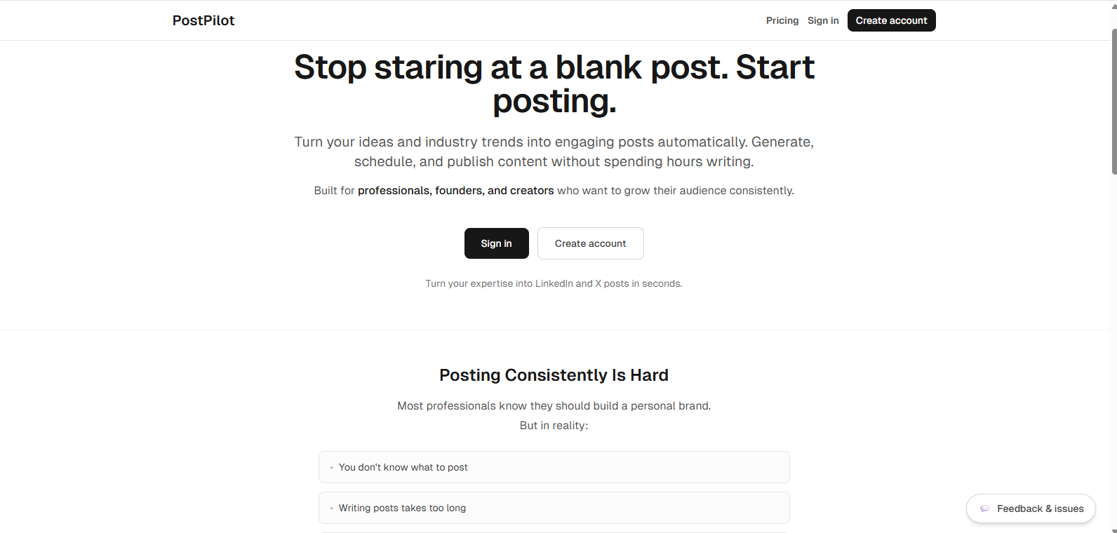 PostPilot - Main product screenshot demonstrating key features and user interface