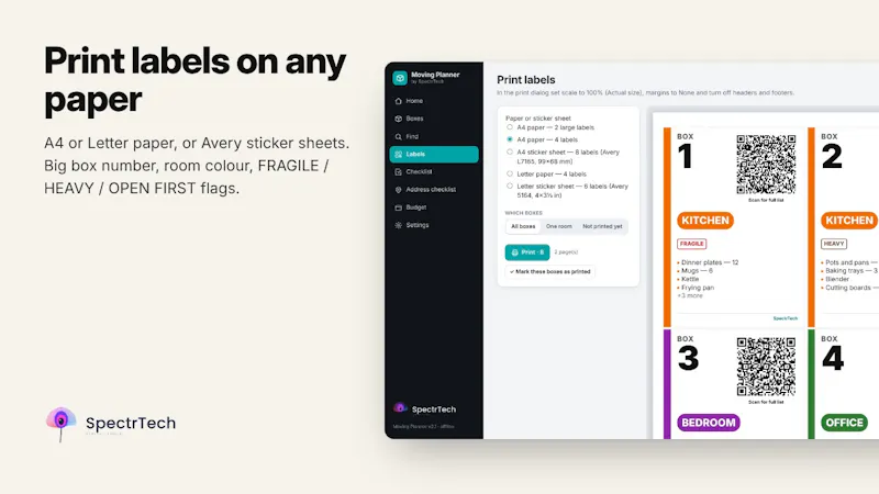 Moving Planner with QR Box Labels screenshot 5