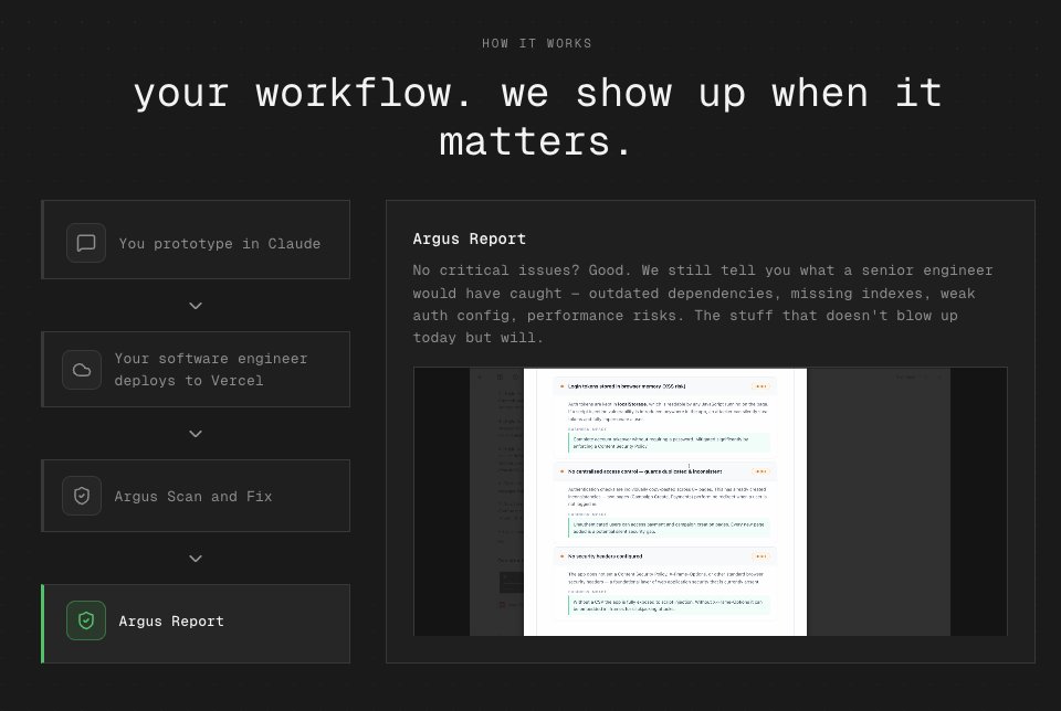 Argus - App Scan for Vibe Founders gallery image
