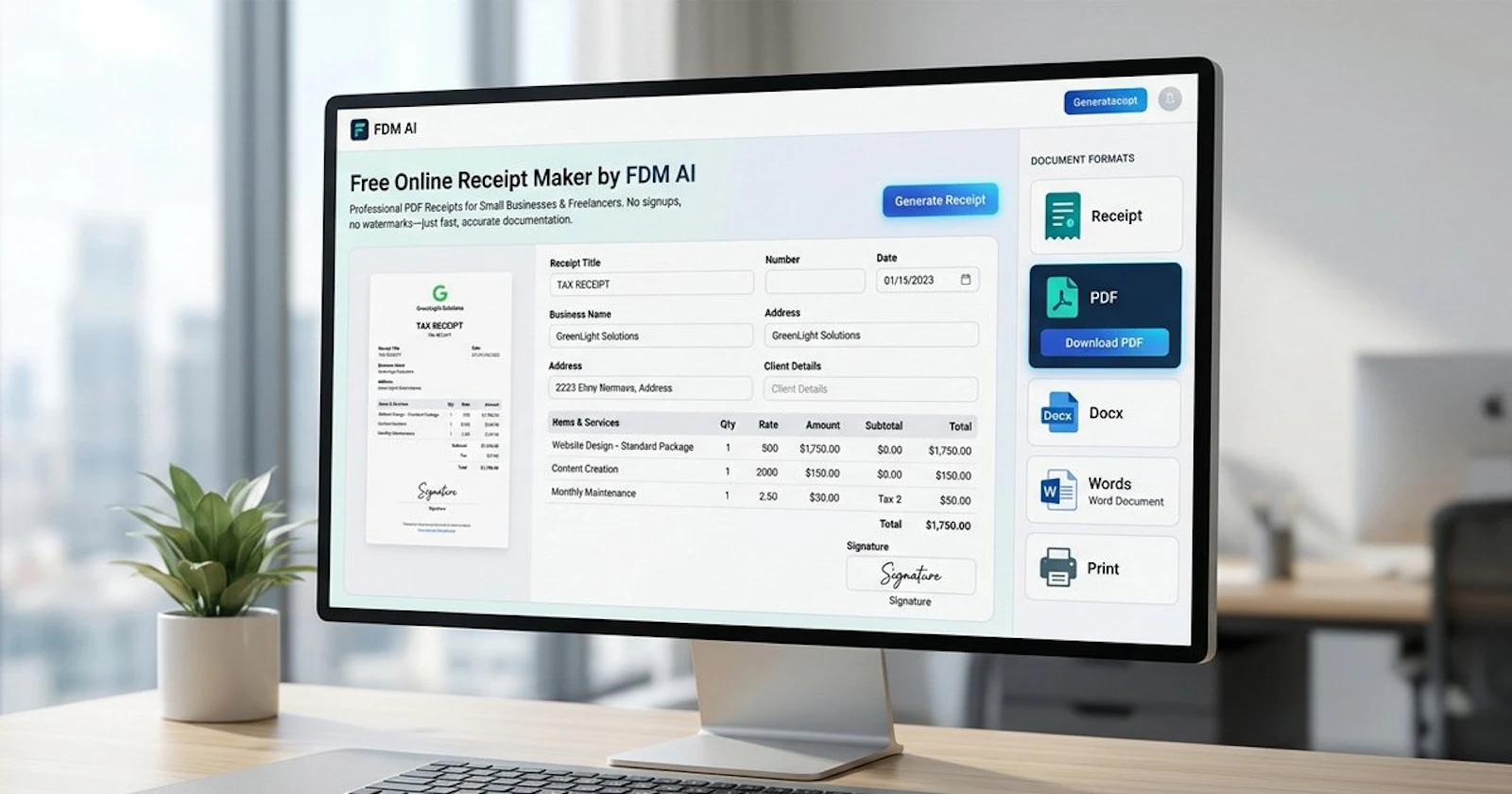 Online Receipt Maker by FDM AI screenshot 1