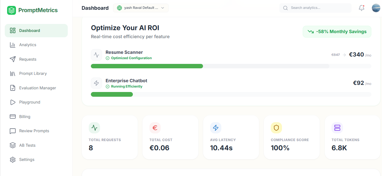 PromptMetrics - EU LLM Observability gallery image