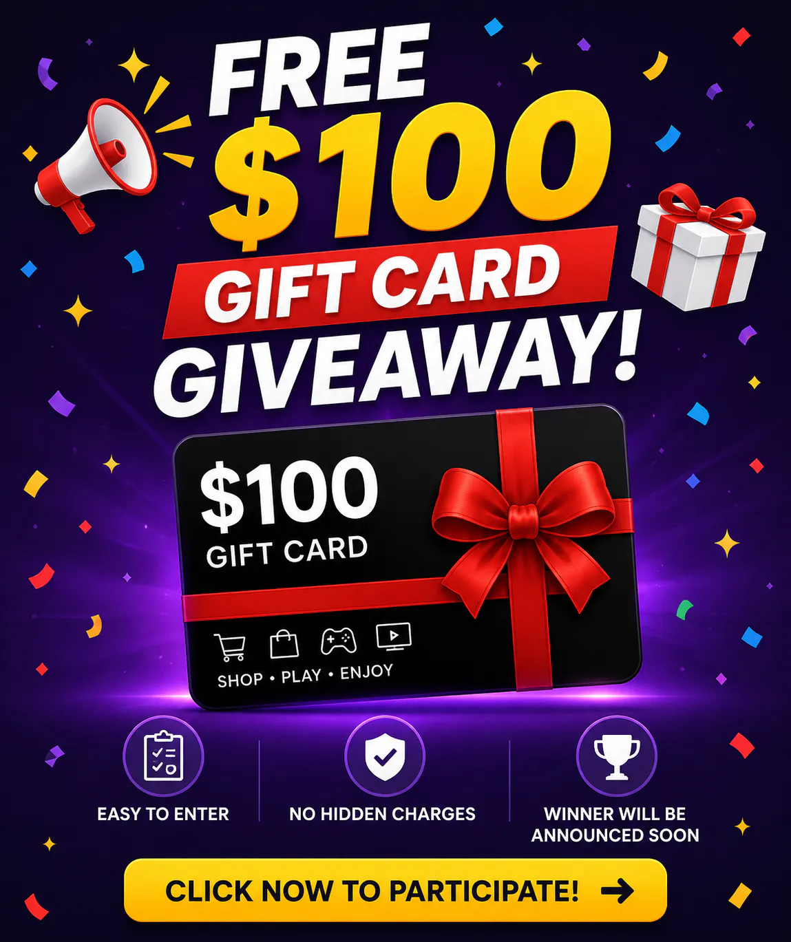 FREE $100 GIFT CARD GIVEAWAY! 项目横幅