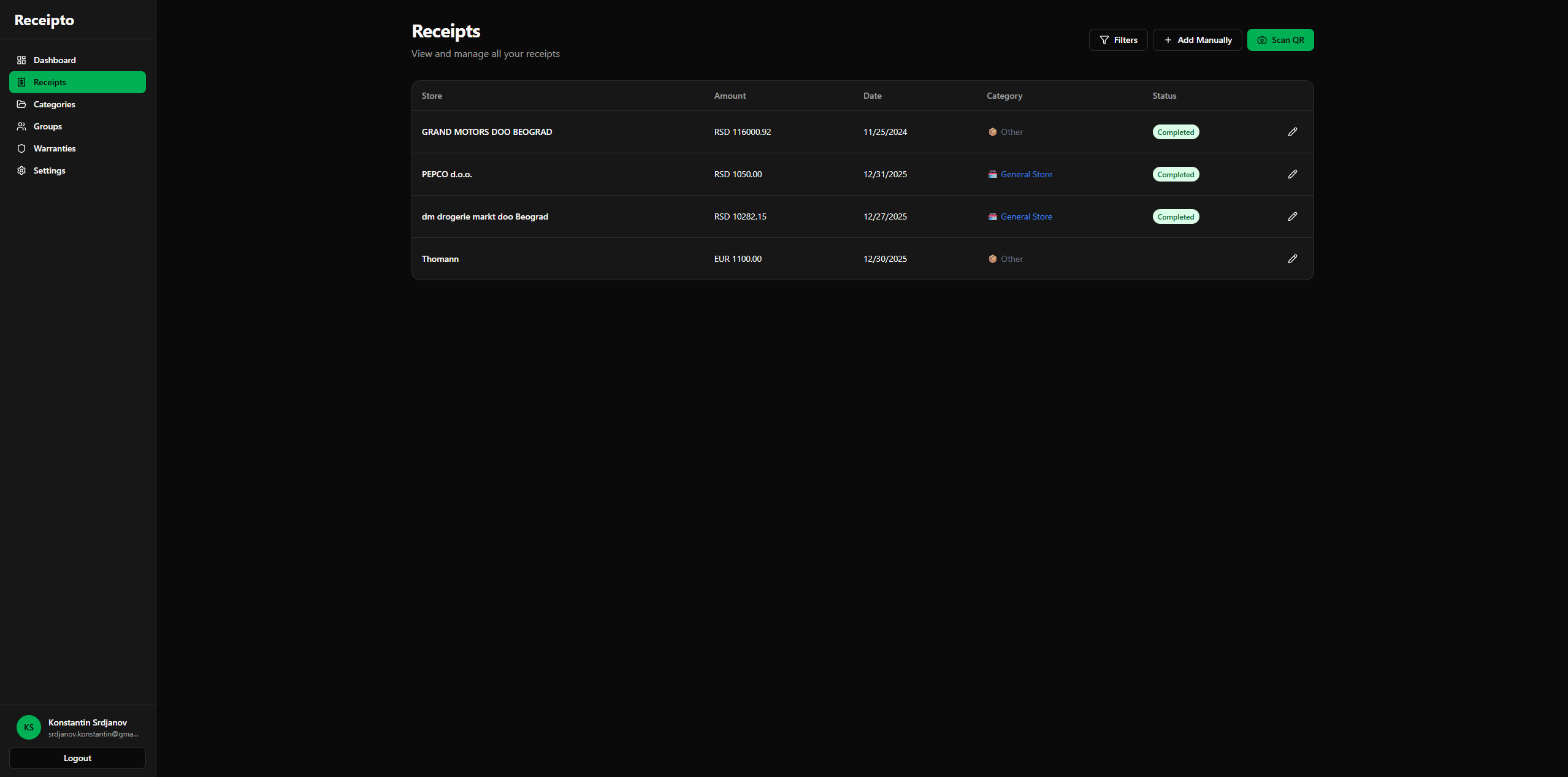 Receipto - Screenshot 2 showing product features and functionality