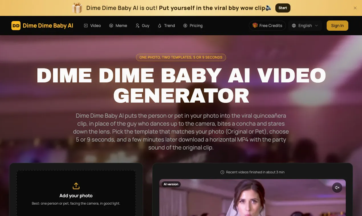 Dime Dime Baby AI gallery image