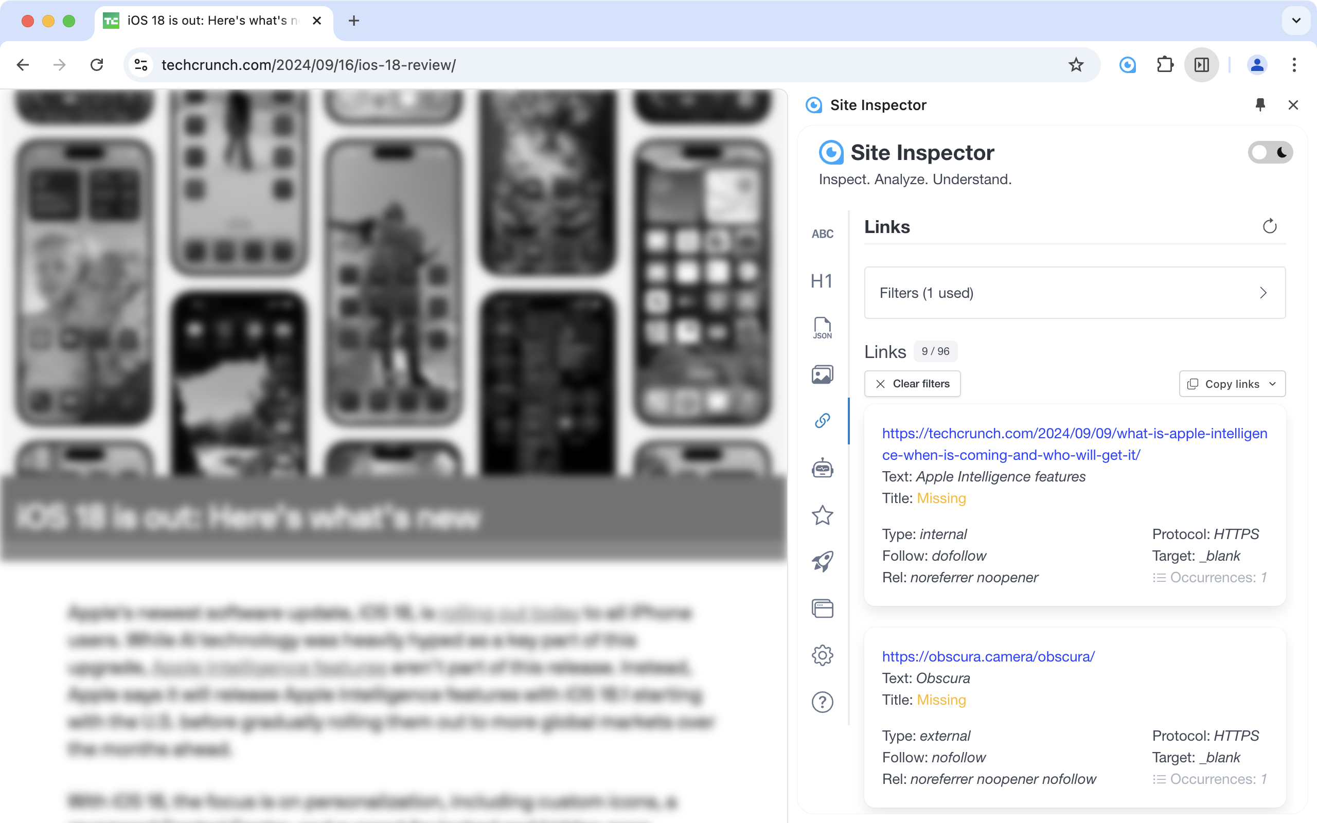 Site Inspector gallery image