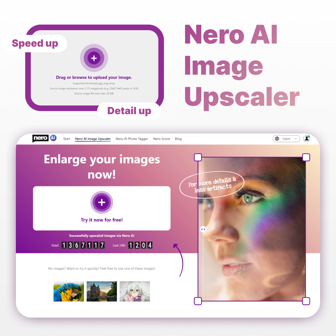وسائط Nero AI Image Upscaler 1