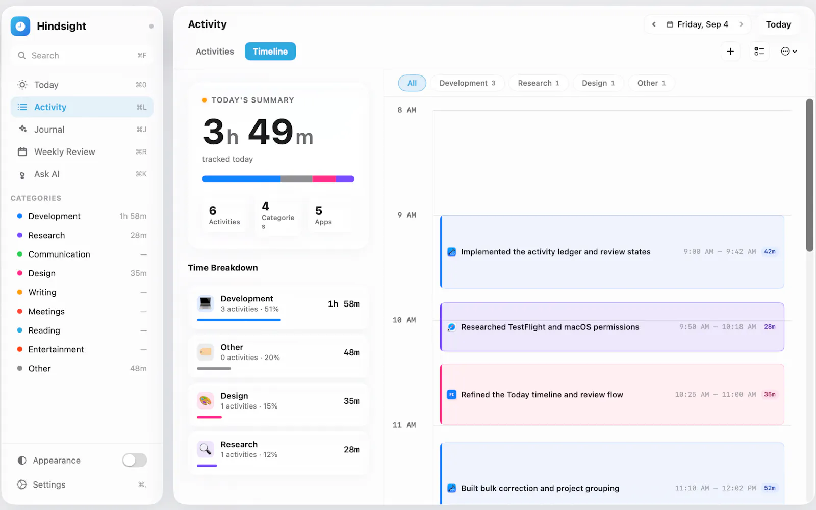 Hindsight: Work Timeline screenshot 3