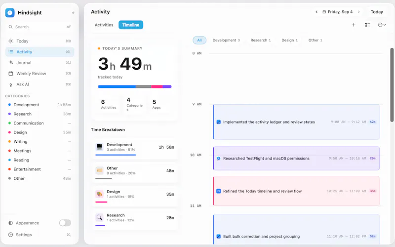 Hindsight: Work Timeline screenshot 3