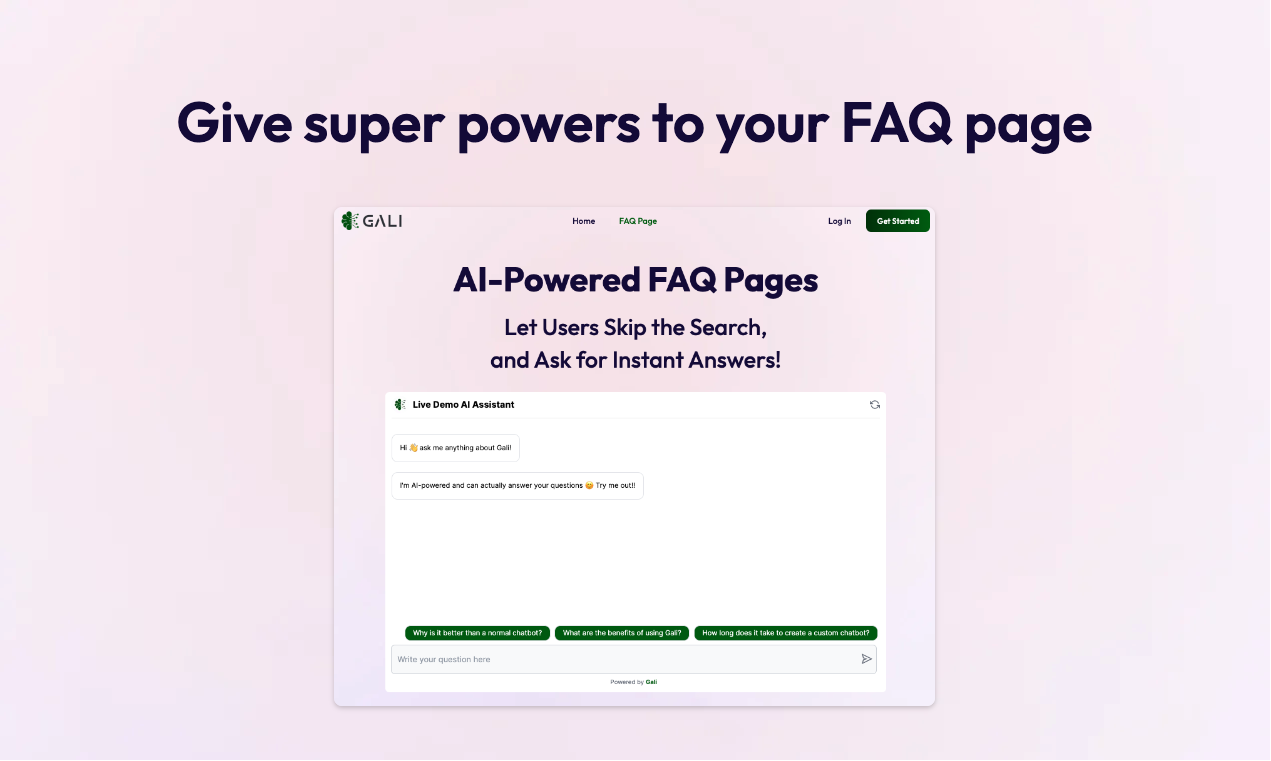 Gali Ai - Benutzerdefinierte Chatgpt -Assistenten, die mit Ihrem Backend verbunden sind Medien 9