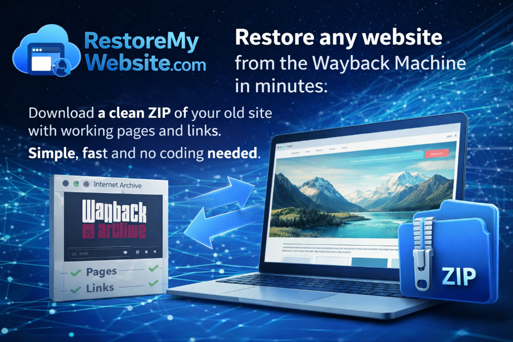 RestoreMyWebsite - Main product screenshot demonstrating key features and user interface