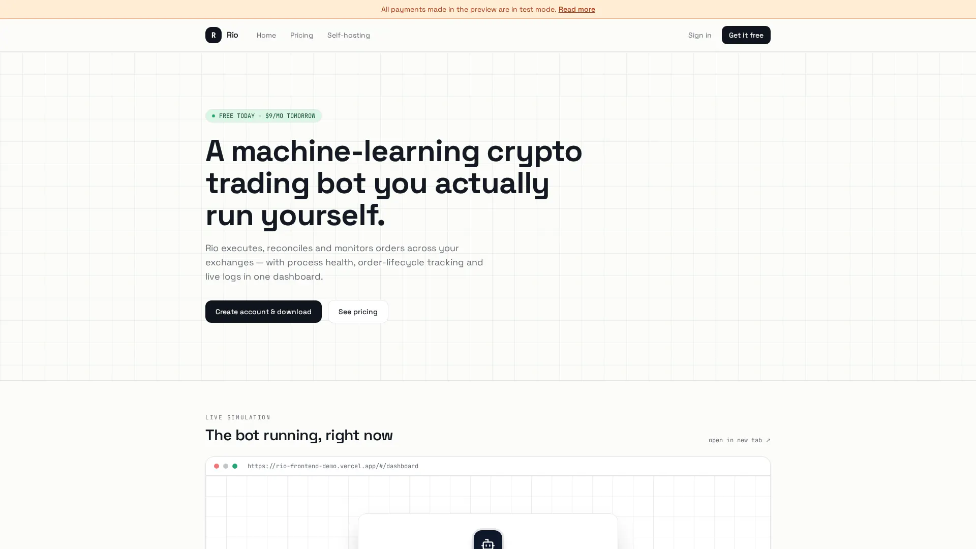Rio — Download the ML crypto trading bot gallery image