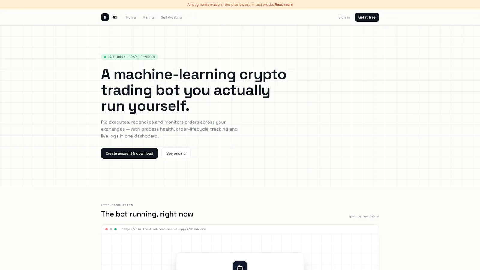 Rio — Download the ML crypto trading bot screenshot 1