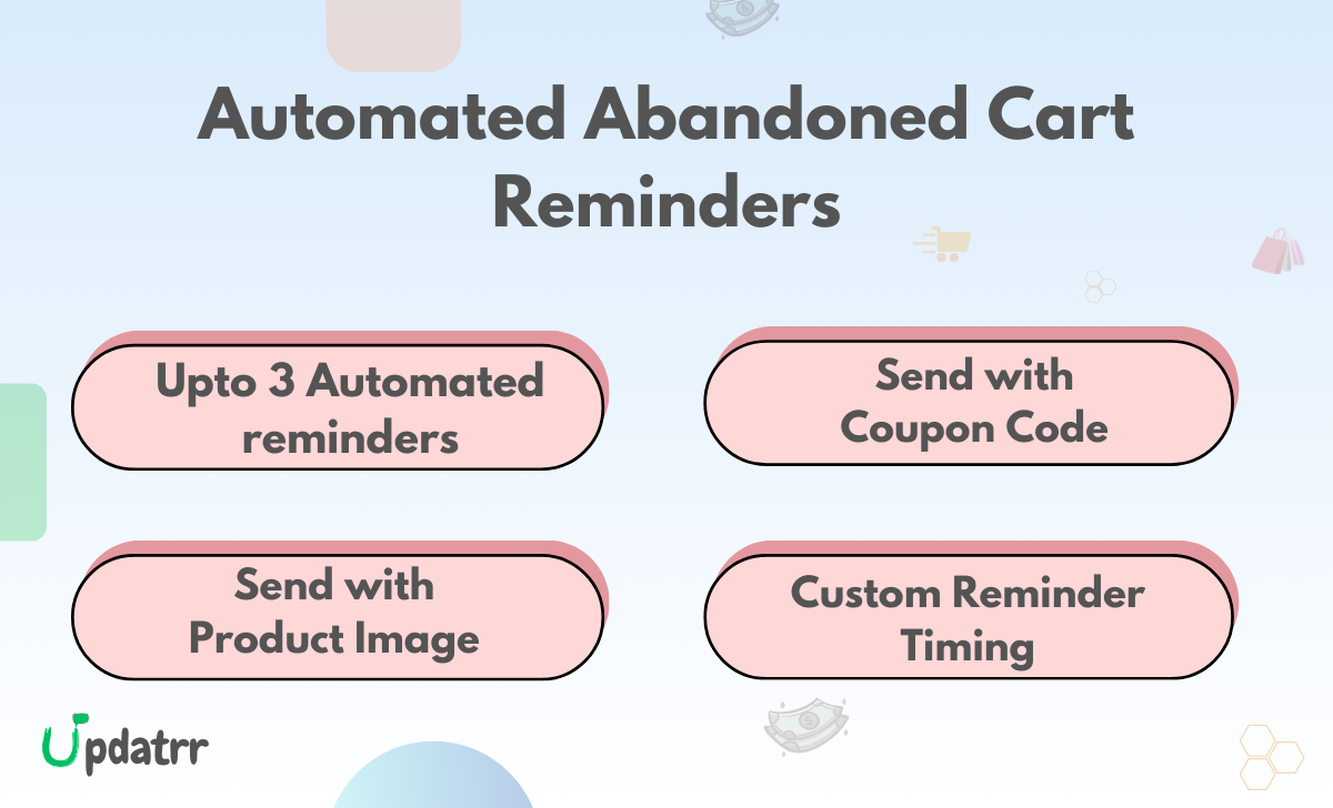 Updatrr WhatsApp Automation for Shopify - Screenshot 2 showing product features and functionality