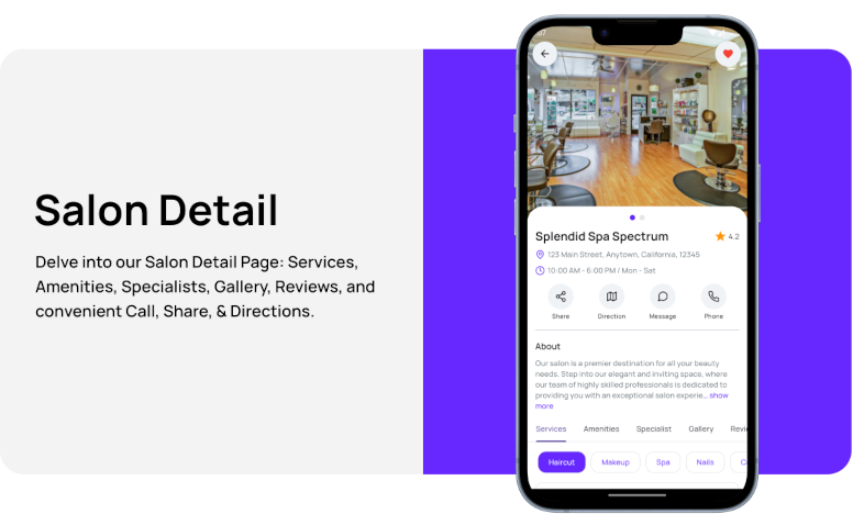 Sách làm đẹp - Salon đặt phòng Flutter ui media 3