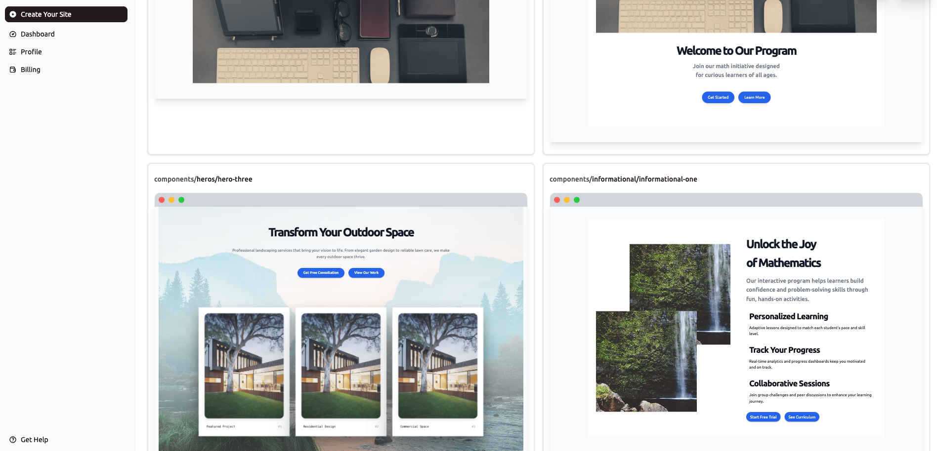 Website Sections gallery image